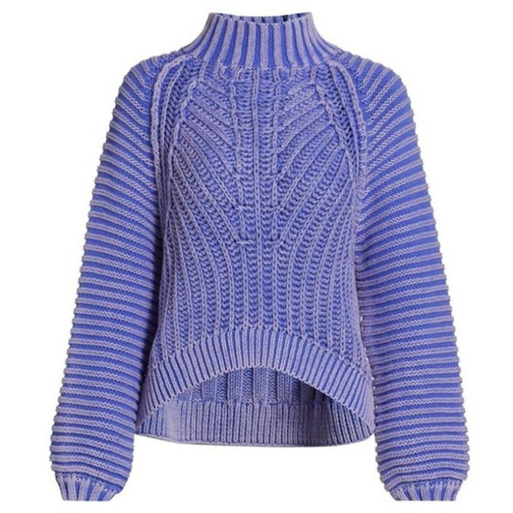 Free People Sweaters - FREE PEOPLE Chunky purple knit cotton sweater size small